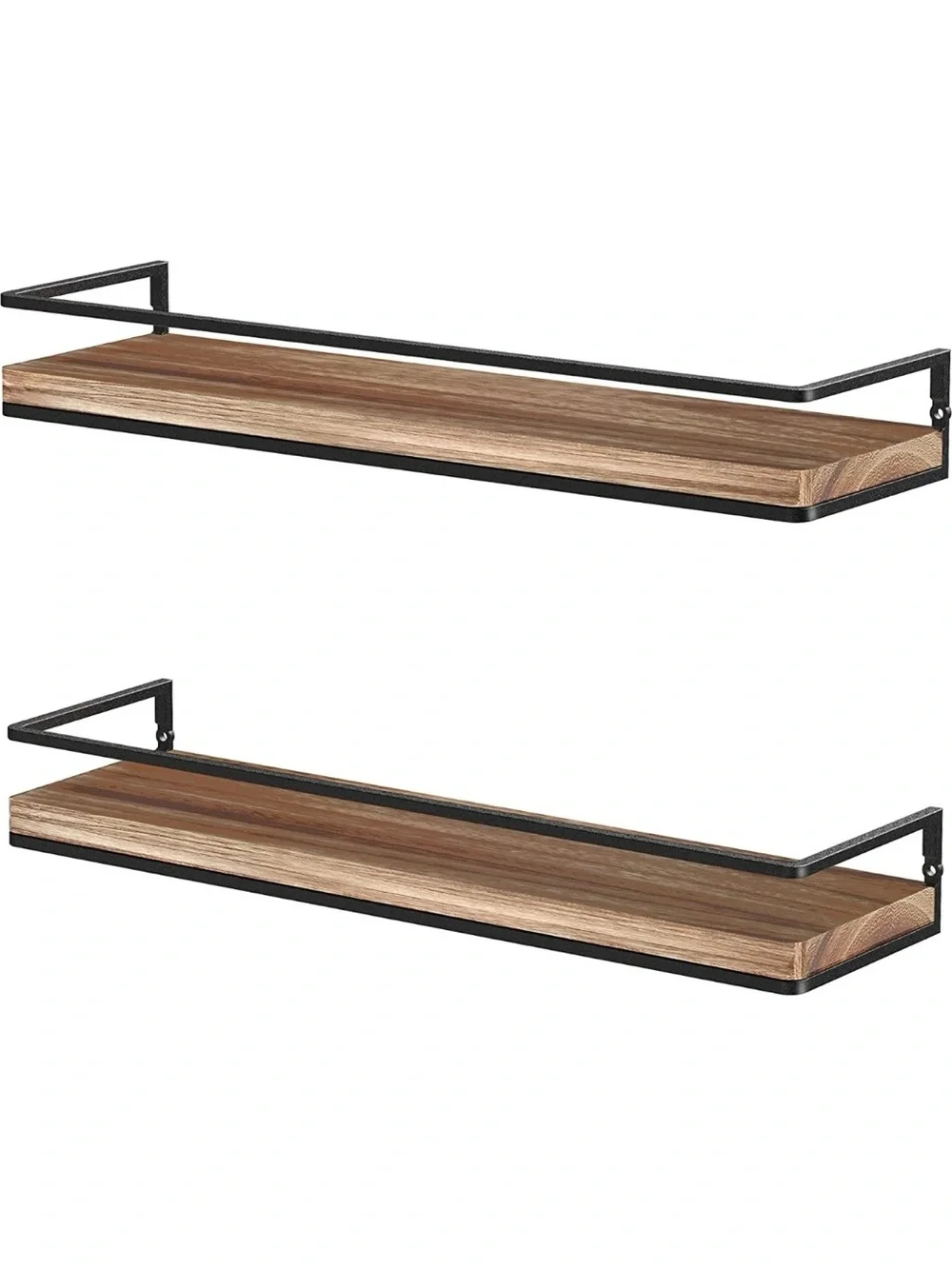 Meangood Floating Shelves Wall Mounted Set of 2, Rustic Wood Wall Storage Shelve